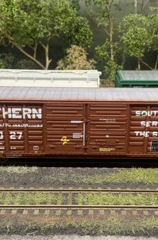 Southern 50'6" double door waffle side boxcar built by Pullman Standard. As built with original doors. Includes "as delivered" decals.