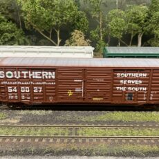 Southern 50'6" double door waffle side boxcar built by Pullman Standard. As built with original doors. Includes "as delivered" decals.