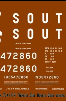 Decals for Southern Double Door Waffle Boxcar-Claytor style font for Southern and Norfolk Southern lettering