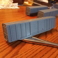 Southern 50’6″ double door waffle side boxcar built by Pullman Standard. Superior 6 panel replacement doors. Without decals.